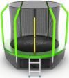 EVO Jump Батут 8 футов с внутренней сеткой, лестницей и нижней сетью (зелёный), Cosmo 8ft Green + Lower net